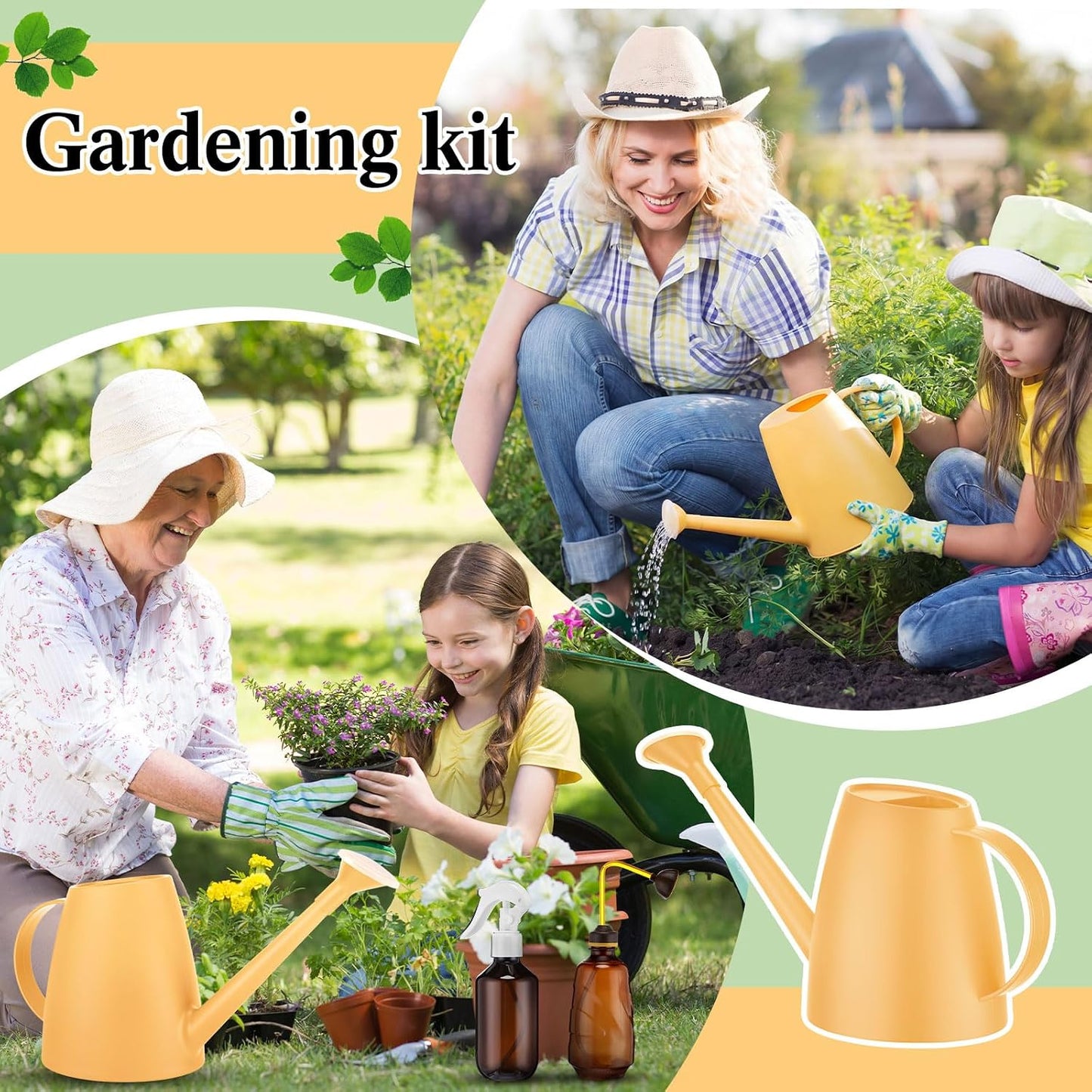 1/2 Gallon Long Spout Watering Can Set for Indoor & Outdoor Plants – Includes Spray Bottle, Squeeze Bottle, Watering Globes & Soil Moisture Meter for Garden & House Plants(Pink)