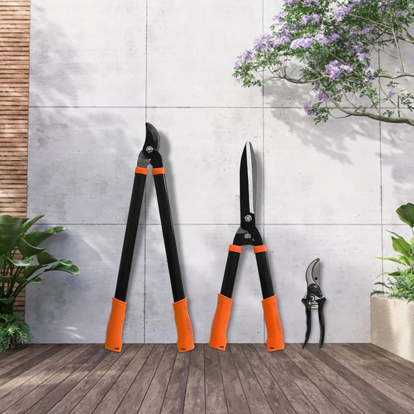 3PCS Garden Tool Set with Lopper, Hedge Shears and Bypass Pruner, Heavy Duty Tree & Shrub Care Kit, Tree Trimmer Gardening Tools for Indoor & Outdoor Gardening
