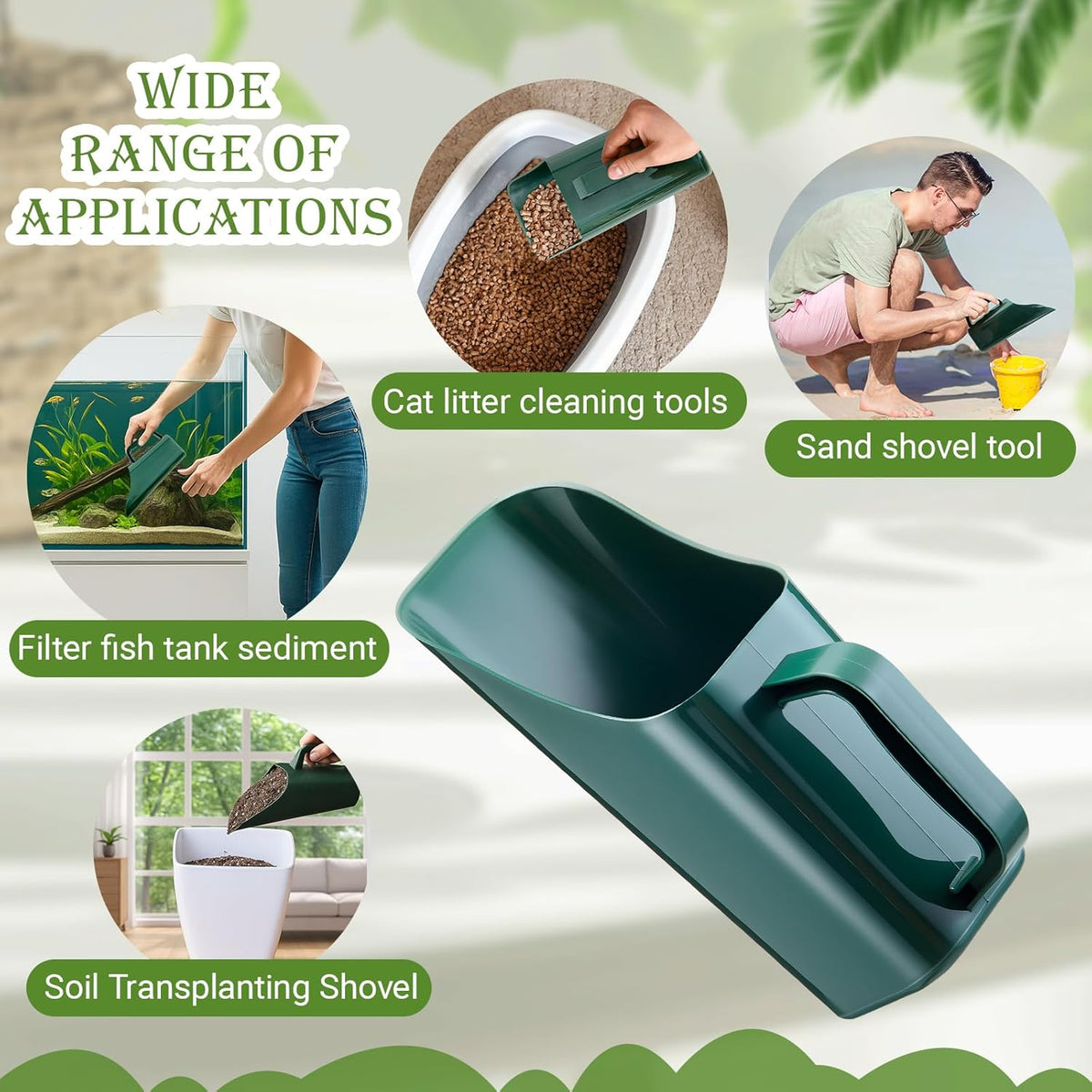 3 Pack Large Soil Scoop Plastic Garden Tool with Sifting Holes