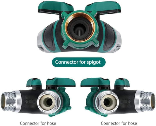 2 Way Y Hose Splitter, Garden Hose Connector with Comfortable Rubberized Grip with Outdoor Faucet, 3/4-inch (2-Packs)