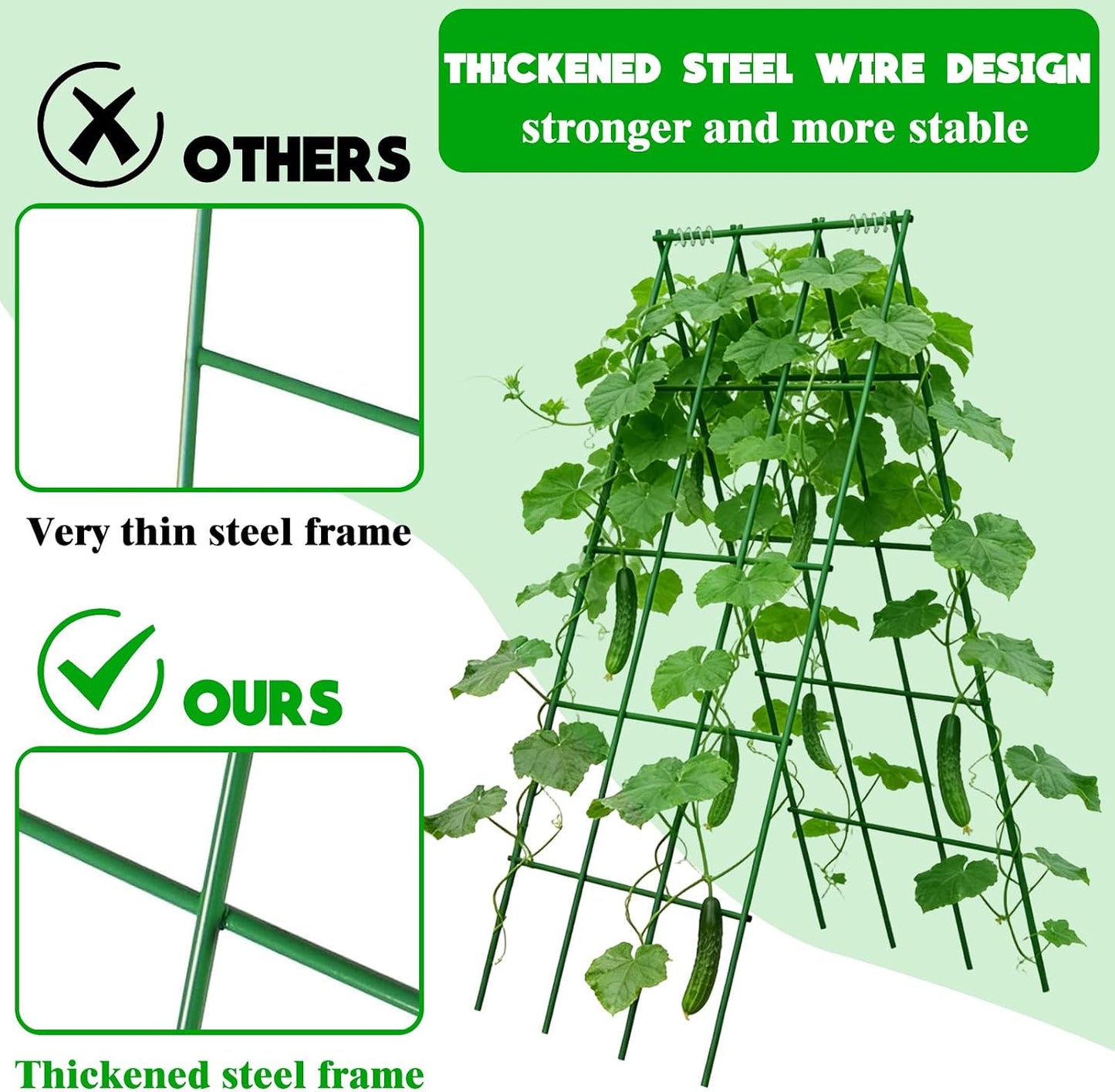 Heavy Duty Cucumber Trellis,2 Pack,No AssemblyGarden Trellis for Climbing Plants Outdoor,Cucumber Trellis, A-Frame Vegetable Frame,Vegetables Peas Beans Squash Cucumber