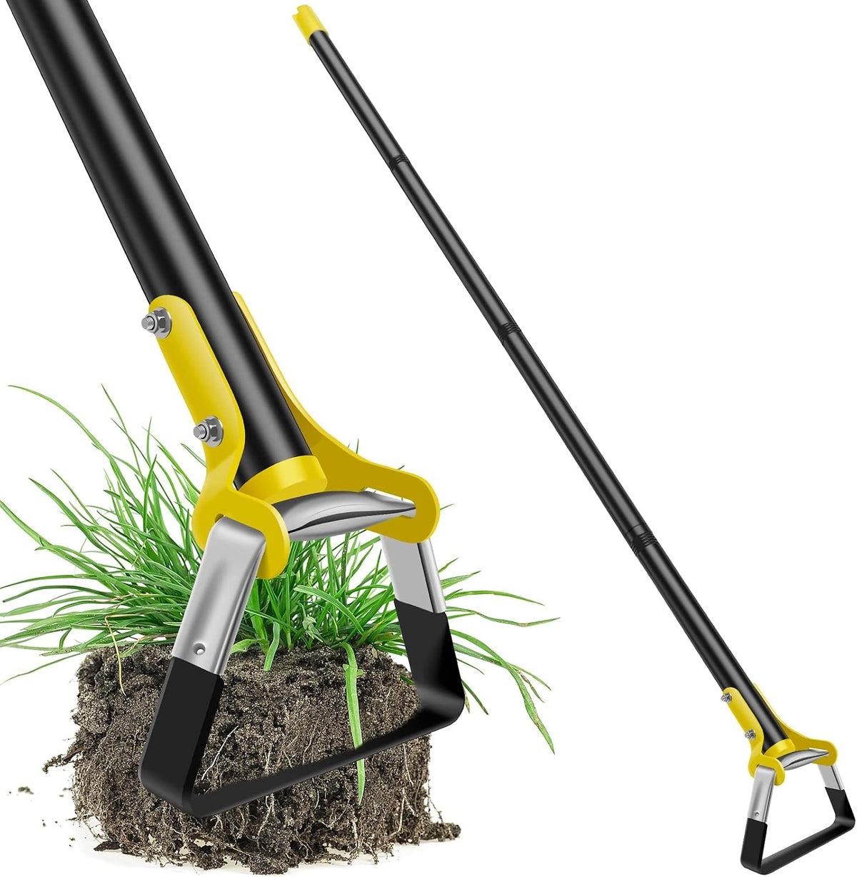 Garden Hoe Tool 1.2/1.6M Stainless Steel Incisive Stirrup Loop Hoe with Triangle Head and Long Handle Ergonomic Weeding Tool for Backyard Courtyard Vegetable Farm Planting .(3 Sections 1.2m)