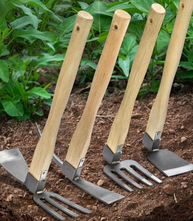 Garden Hoe,Garden Tools Digging Hoe and Rake, Hand Hoe with Wooden Handle for Loosening Soil and Weeding (Hoe)