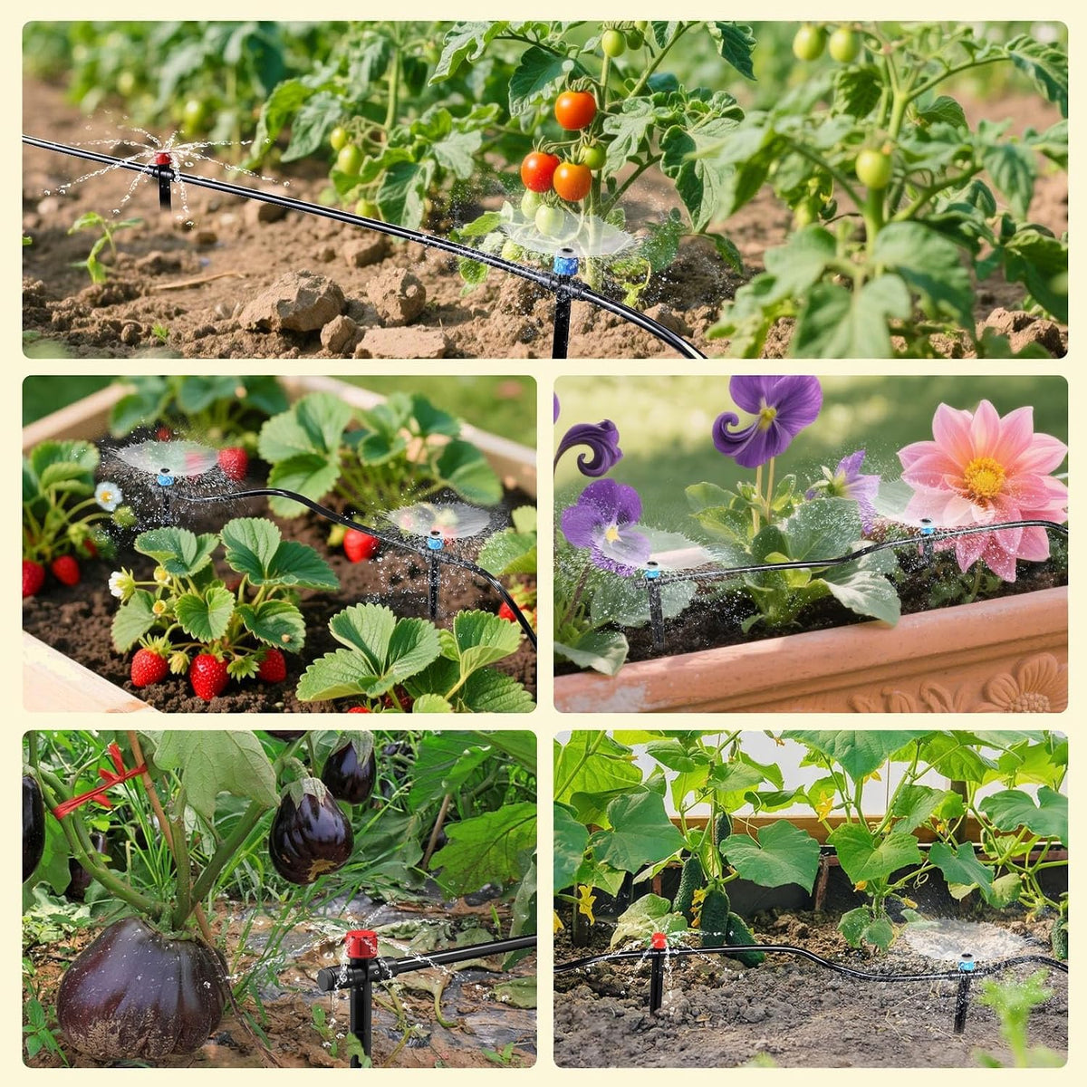 118FT Drip Irrigation System, Garden Watering System, Quick-Connect Drip Irrigation Kit for Lawn Raised Bed Greenhouse, Plant Watering System with 1/4'' Drip IrrigationTubing, Drip Emitters,Connectors