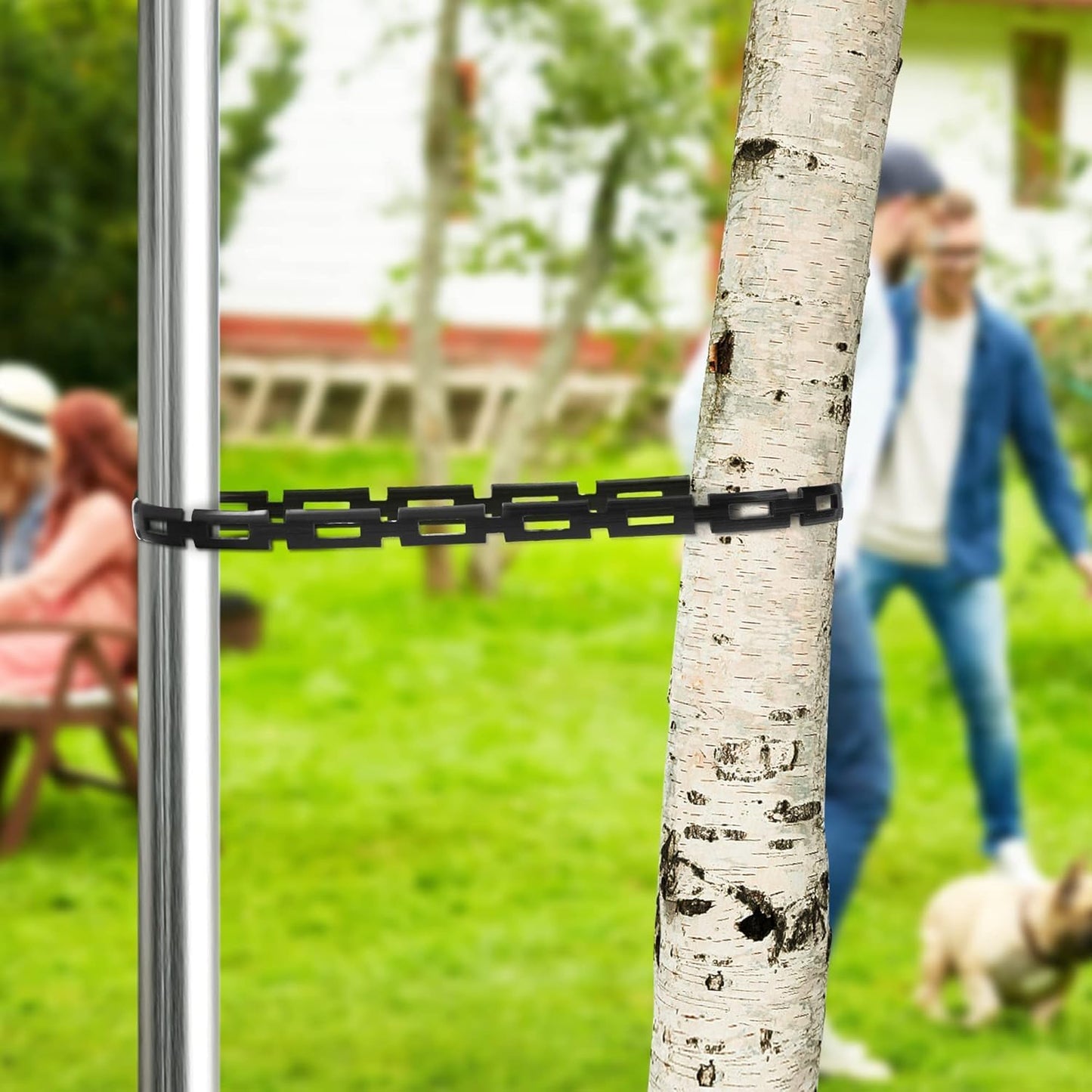 50 Ft Plastic Chain Lock Tree Tie, 1/2" Wide Adjustable Tree Support Straps