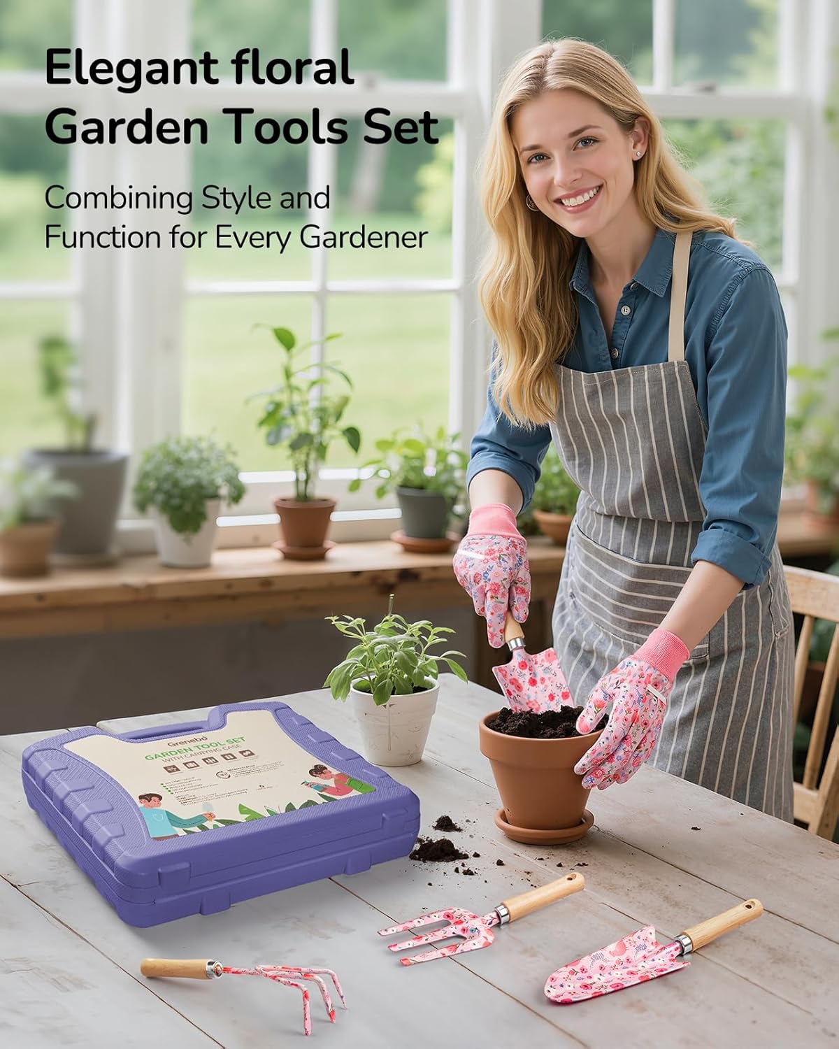 12-Piece Gardening Tool Set, Heavy-Duty Garden Tools for Women