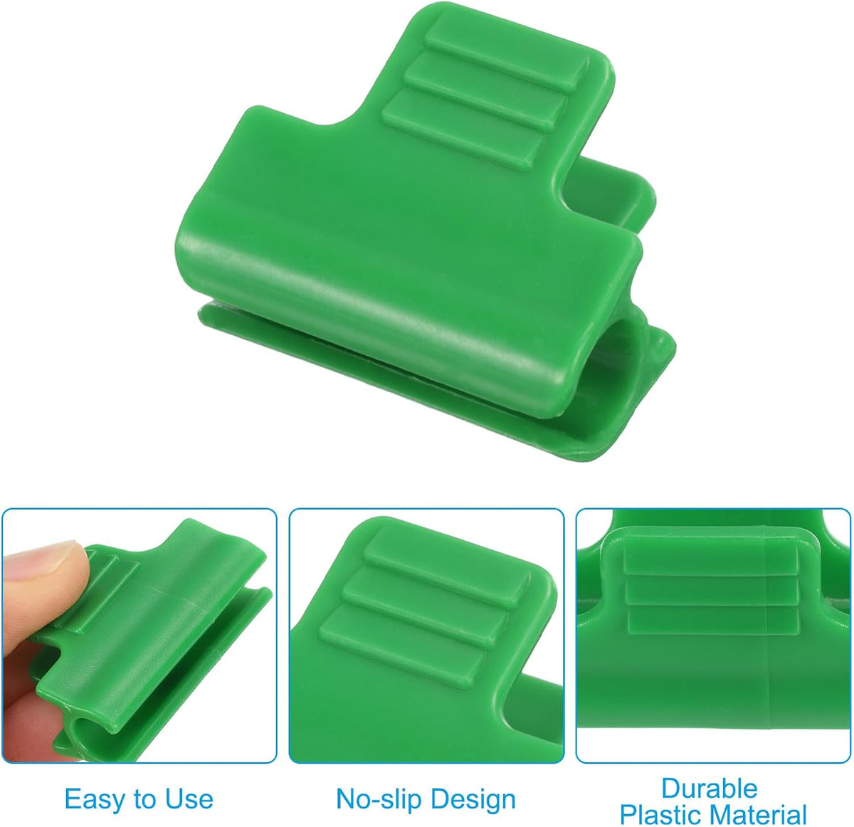 Greenhouse Clamps, 50 Pack Garden Film Row Cover Clips for 16mm Pipe Gardening Hoop Plant Cover Support Netting Tunnel Shade Cloth, Green