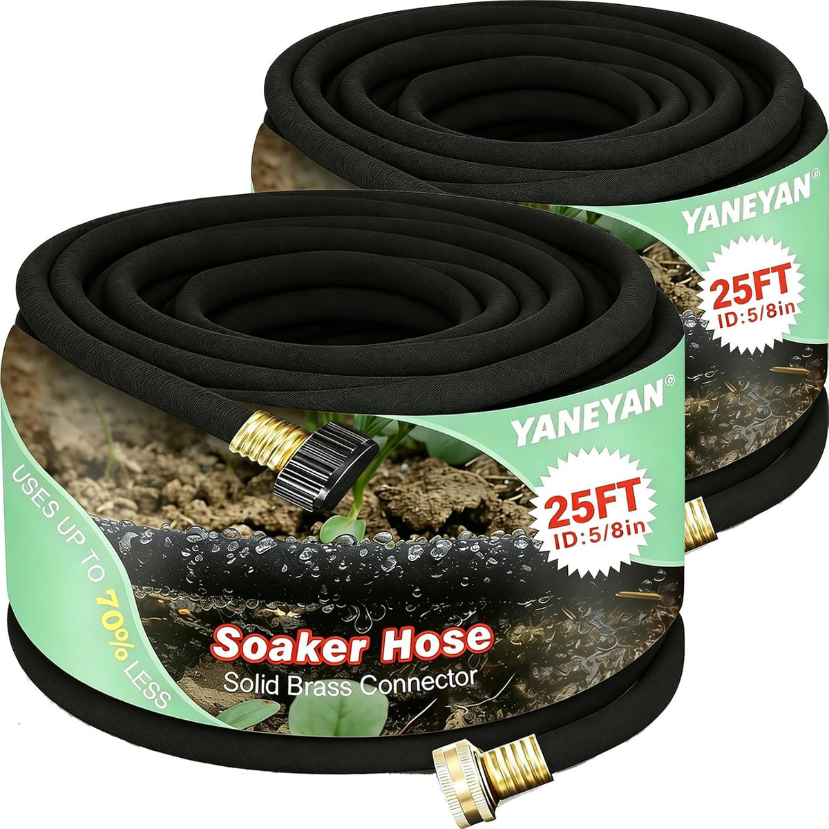 5/8" 50 FT*2 Pack Soaker Hose for Water Drip Irrigation for Lawn