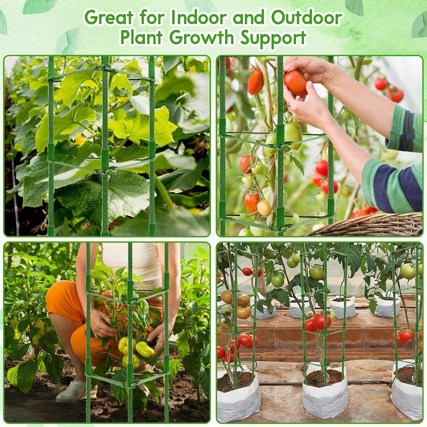 6 Pack 5.2 FT Tomato Cages for Garden, Heavy Duty Tomato Trellis