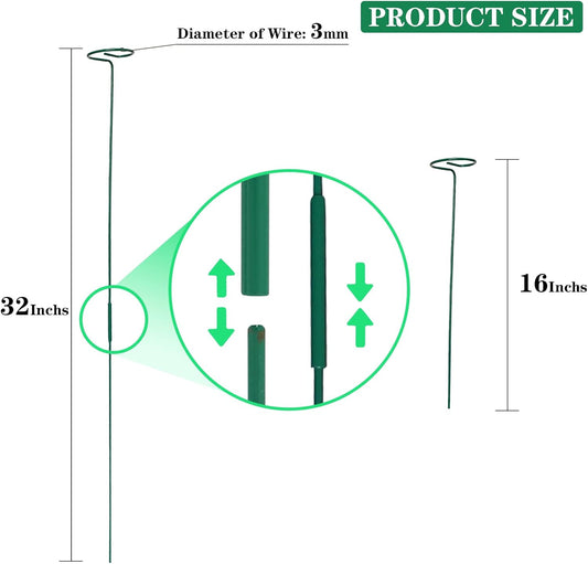 4 Pack Plant Stakes,Plant Support Stakes for Two Sizes(16 or 32 Inches)