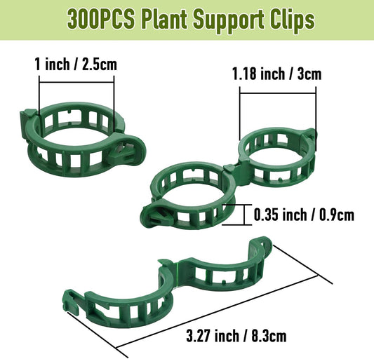 300Pcs Tomato Clips, Reusable Plant Support Clips for Climbing Plants, Garden Clips for Tomato Vine, Trellis Clips for String Trellis, Plant Fixing Clips for Vegetables (Green)