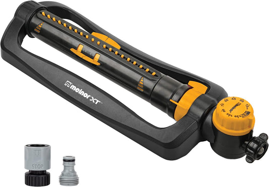 65133AMZ Turbo Oscillating Sprinkler W/Timer & 65131AMZ Mini Oscillator Sprinkler Bundle, Black, Yellow