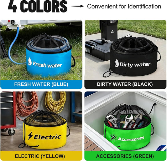4 Pack RV Hose Storage Bags, Waterproof with Straps