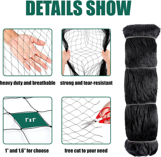 25x50ft Heavy Duty Bird Netting, 1" Mesh for Garden Fruit Trees