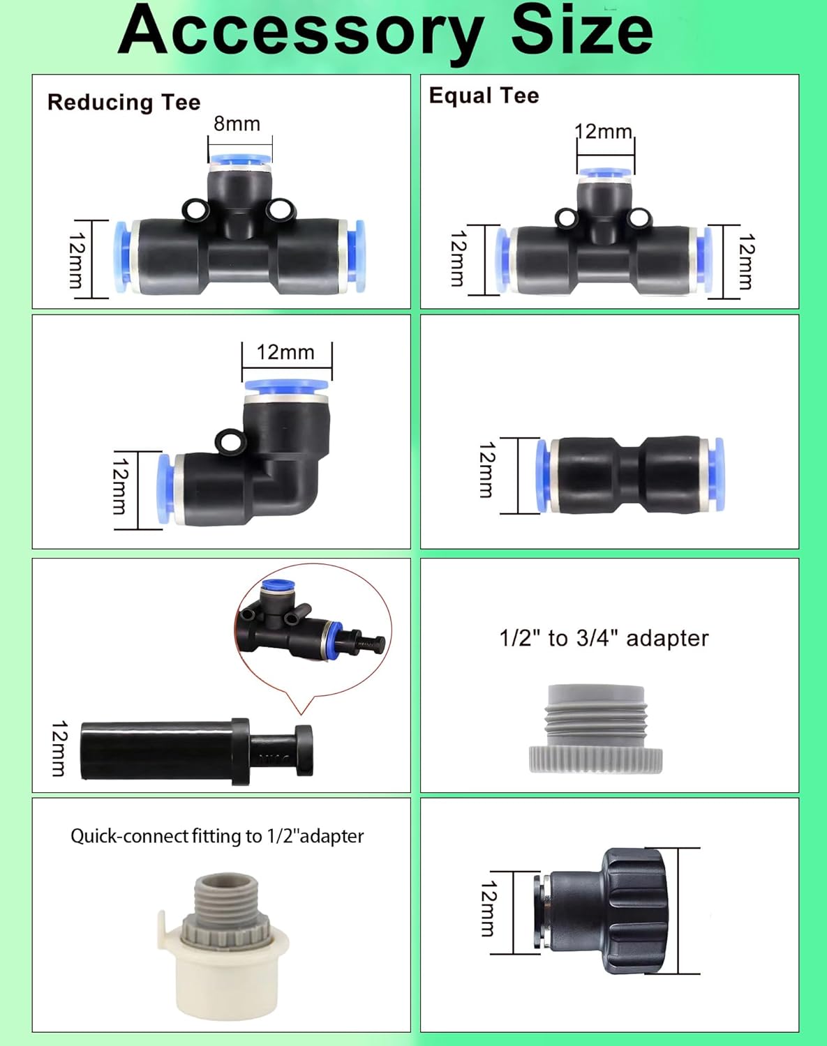 17-Piece Drip Irrigation Fitting Kit with Y-Splitter,Universal Connector & Quick Connector, Includes Elbows, Tees, Stoppers,Easy DIY Garden Watering System (17-Piece Drip Irrigation Fitting Kit)