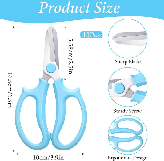 12 Pcs Flower Scissors - Stainless Steel Flower Shears, Garden Plant Floral Shears for Fresh Flowers Stems (Blue, Green, Pink, Violet)