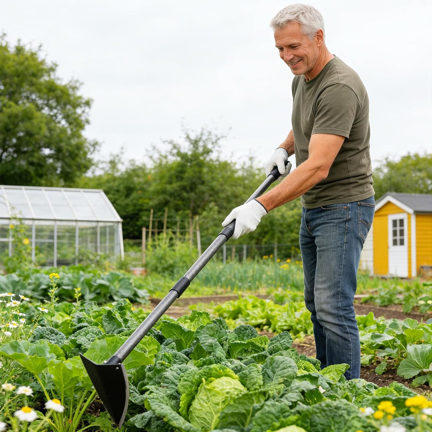 Garden Warren Hoe - Carbon Steel Sharp Triangle Hoe, 72" Adjustable Long Handle, Heavy Duty Gardening Hand Hoe For Weeding Digging Loosening Soil, Stand Weeder Remover Tool For Yard Lawn Flower Beds