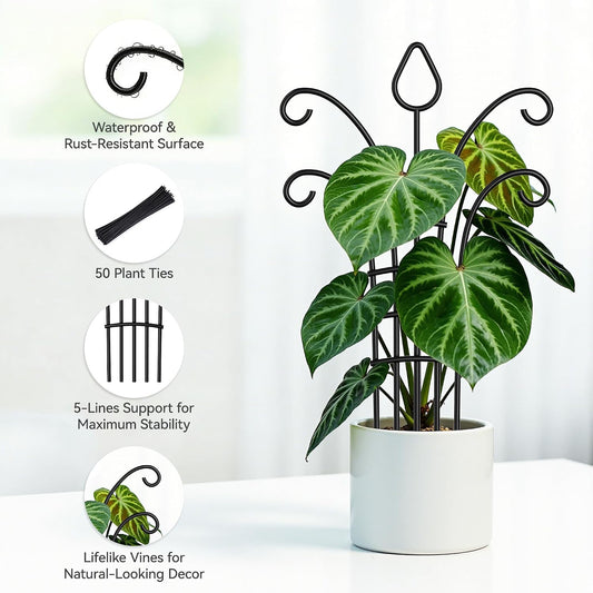 4 Pack Small Plant Trellis for Potted Plants, Metal Climbing Plant Support