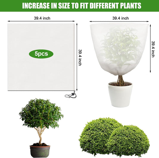 3PCS Winter Plant Covers Freeze Protection 39.4x39.4Inch Frost Blanket Shrub Covers with Drawstring Plant Protector Shrub Jacket Winter Tree Cover for Outdoor Plants, Shrub Potted Plants