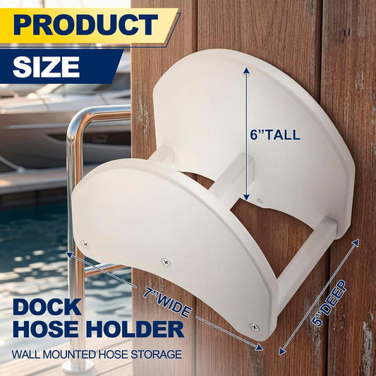 7 x 5 x 6 Inch Dockside Hose Holder White Plastic Wall Mounted Dockside Hoses Holder Hanger Installed on the Column for Water Hose Extension Cords