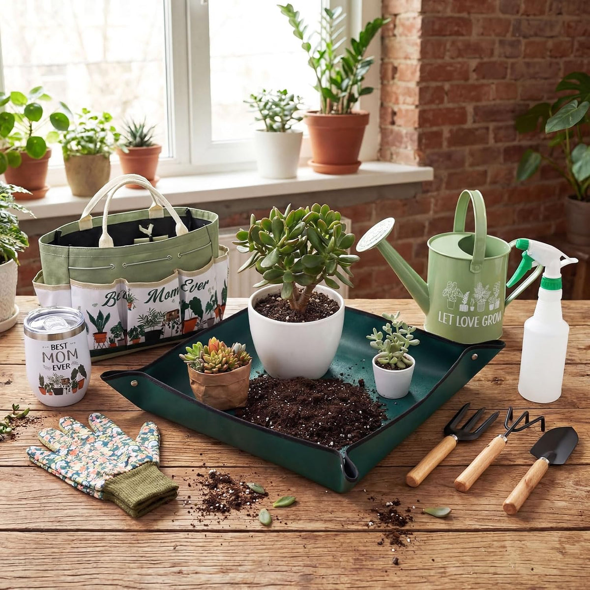 11 Pcs Nana Gardening Gifts Mom Watering Can Set Include Garden Tool Garden Tools Tote Trigger Sprayer Soil Mat Apron Tumbler Pruning Shears Glove for Women Plant Enthusiast Present