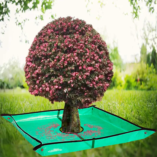 Landscape Pruning Tarp, 78.7“X78.7” Landscape Tarp for Trimming with 12 inch Hole, Pruning Trees Waterproof Tarp, with Corner Buckles, can Stand Up Fasten Around Trees and Shrubs