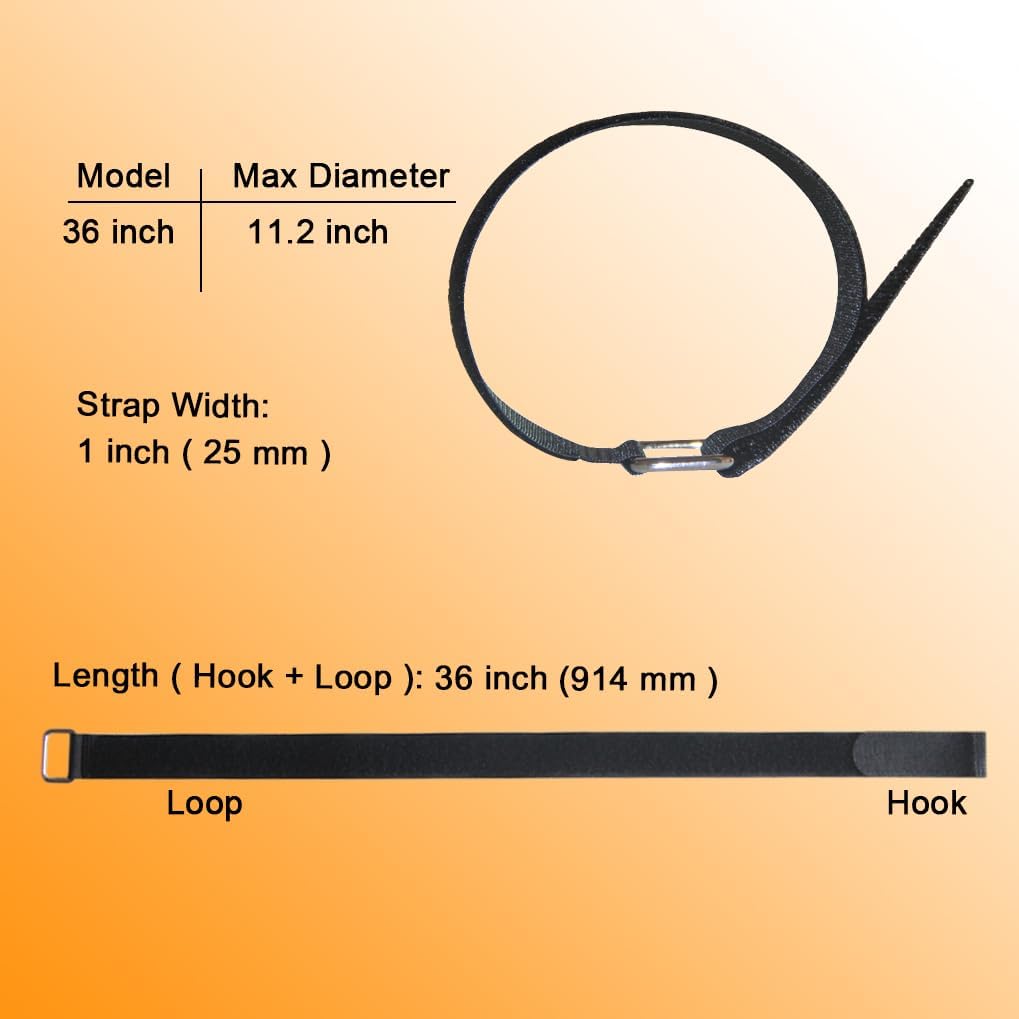 24 inch Hook and Loop Cable Strap - Reusable Fastening Strap - 12 PACK 1 inch Wide Nylon Cable Cinch Wrap