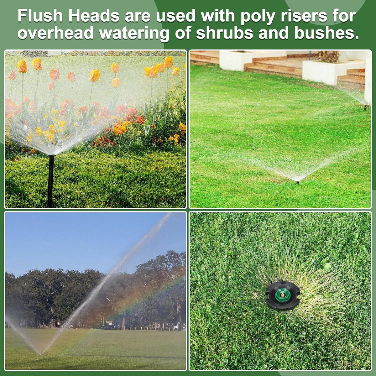 10 Pcs Plastic Flush Head Sprinkler Circle Pop-up Full Sprinklers with Brass Pattern Spray Nozzle 1/2" Female Inlet Thread Compatible with Flush Heads from Other Major Brands 360°