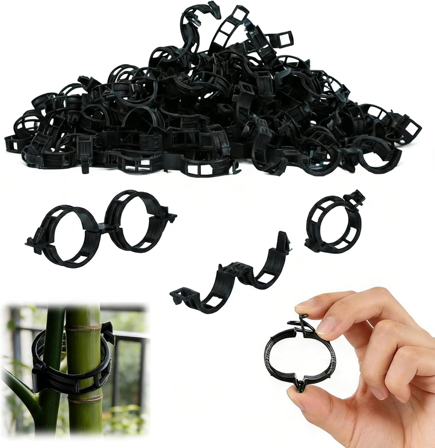 Plant Support Clips, 2026 New Garden Secured Plastic Plant Clips for Climbing Plants, Plastic Trellis Clips Tomato Grape Vine Vegetables Plant Fixing (100, White)