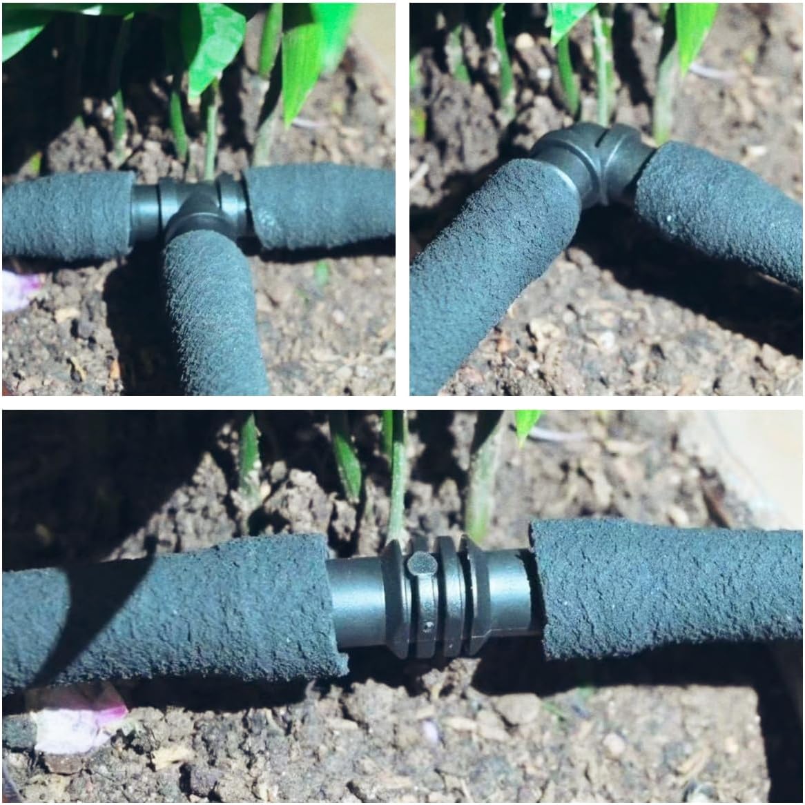 3/8" Soaker Hose Fittings Kit, Garden Hose Irrigation Connectors with Two-Way Valve Connectors, Tees, Feeders, Plugs, Male & Female Connectors, Drip System Parts for Garden Lawn