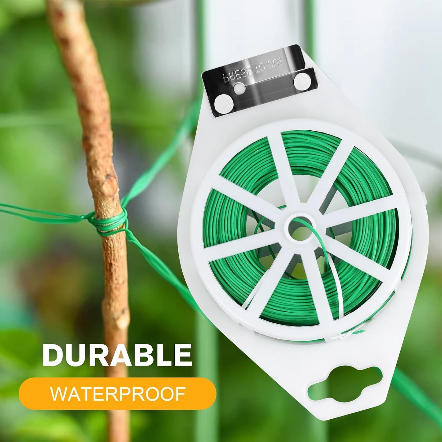 656FT Garden Twist Tie Wire with Cutter, Rustproof for Plants & Home Use