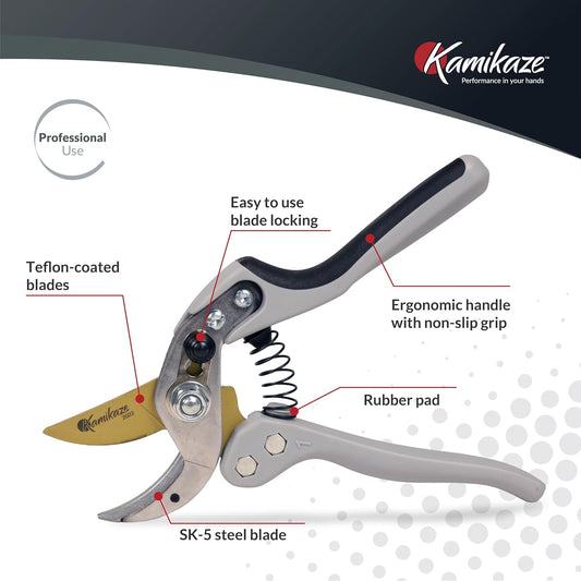 KM1-M FORCE ANVIL SHEAR- ANVIL PRUNER, Pruning Shears. Garden Pruners, Plant Pruners, Pruning Shears, Tefloned Blade Hand Pruner, Universal Garden Clippers great for garden and home