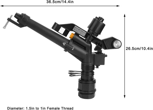 Irrigation Sprinkler, 360° Rocking Arm & Impact Lawn Sprinkler, 1.5in(DN40) to 1in (DN25) Adjustable Female Thread, for Farm, Garden, Yard Watering