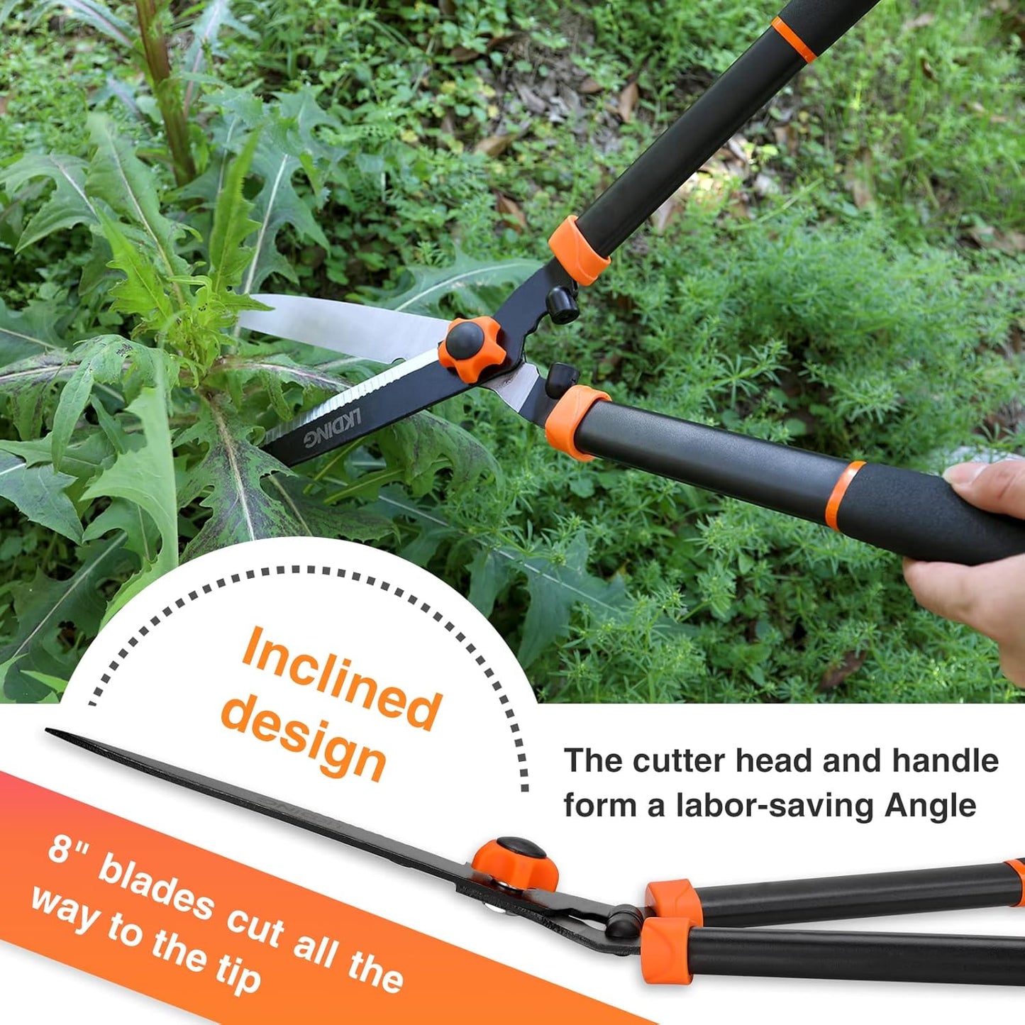 Lightweight Hedge Shears Manual Hedge Clippers for Trimming Borders Topiaries Boxwood and Decorative Grasses, 21 Inch Carbon Steel Bush Cutter