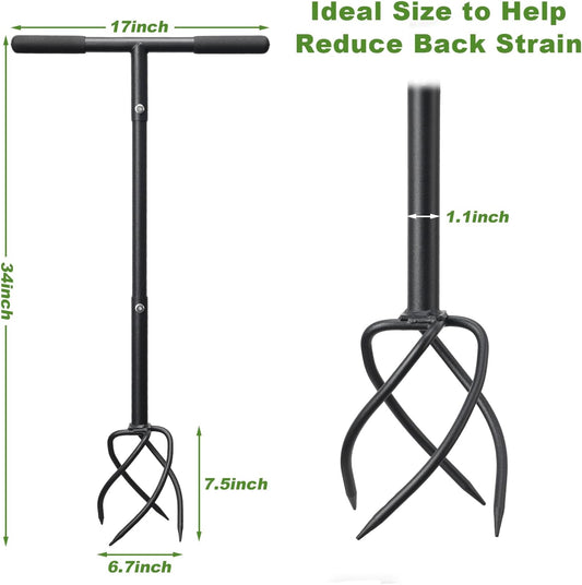 Hand Tiller Garden Tool 3 Ft Garden Claw Hand Tool Sturdy Garden Hand Tiller for Gardening Labor Saving Twist Tiller for Soil Tillage, Weed Control Lawn Aeration