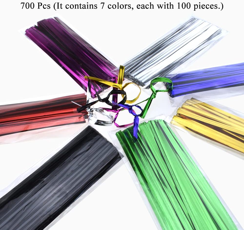 300Pcs 4inches Holographic Pink Metal Twist Ties Bread Candy Coffee Bag Ties Plant Garden Twist Ties for Cellophane Treat Bags Gift Wraping Bags Plastic Bags Party Cake Present Art Crafts