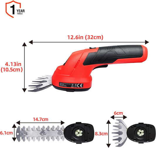 Cordless Grass Shear & Shrubbery Trimmer 2 in 1 Handheld Electric Grass Trimmer Hedge Shears/Grass Cutter