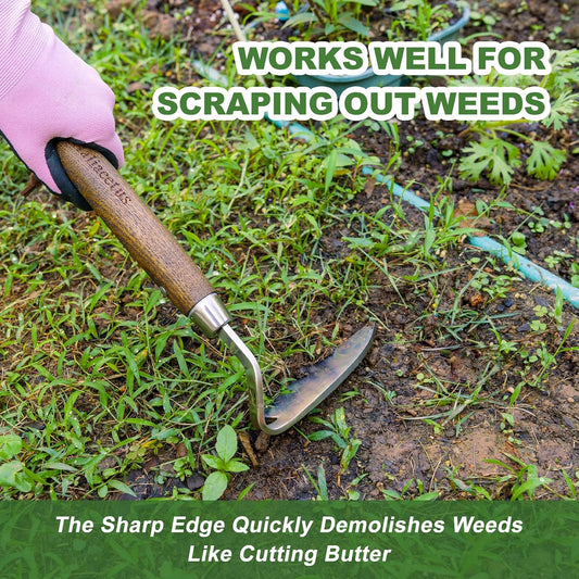 Gardening Sickle Hoe, 13'' Japanese Bent Angle Weeding Sickle