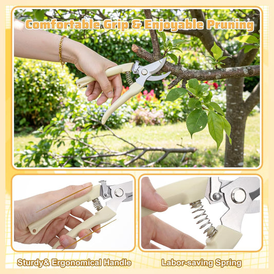 24pcs pruning shears for gardening Garden Flower Shears garden shear gardening scissors flower cutting scissors hedge clippers Beige flowers clippers Handheld Heavy Duty Plant Scissor
