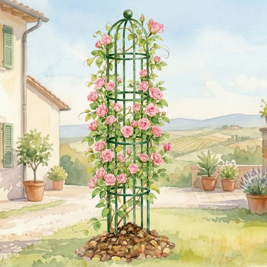 6.4 ft Round Obelisk Garden Trellis, Metal Rustproof Plant Support Rose Trellis, Tower Potted Cages for Flowers Fruits Vegetable Vines Indoor & Outdoor