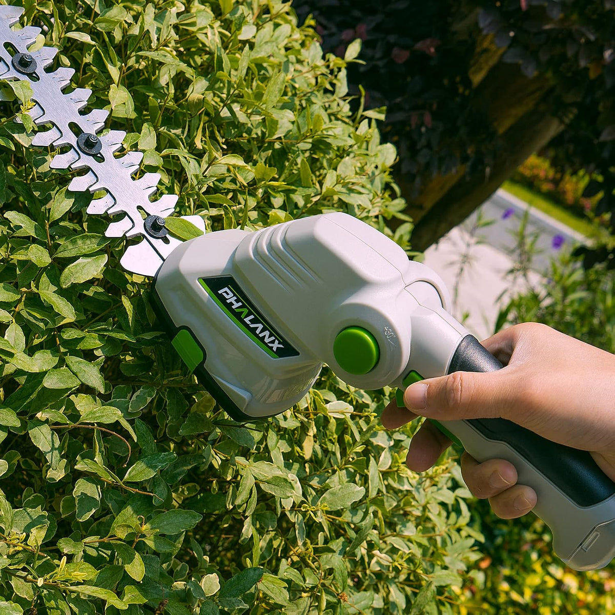 PHALANX Cordless Grass Shears 2-in-1 Handheld Hedge Trimmer,7.2V Electric Grass Trimmer Turnable Handle, Rechargeable Lithium-Ion Battery and Charger Included for Lawn/Garden (Renewed)