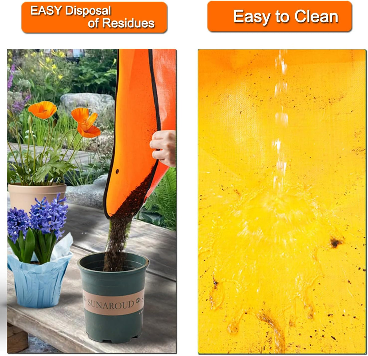 39"x31" Orange Thickened Repotting Mat for Plant Transplanting, Waterproof Tray for Potting Soil Mess Control, Portable Gardening Mat with Protective Gloves, Best Gift for Gardeners