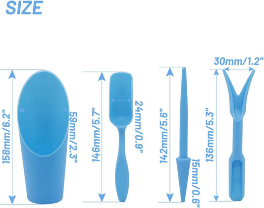 Soil Scoop for Indoor Plants - Plastic Mini Garden Plant Care Shovel Hand Tools Transplanting Succulent Cultivation Digging Scoops Kits, Blue