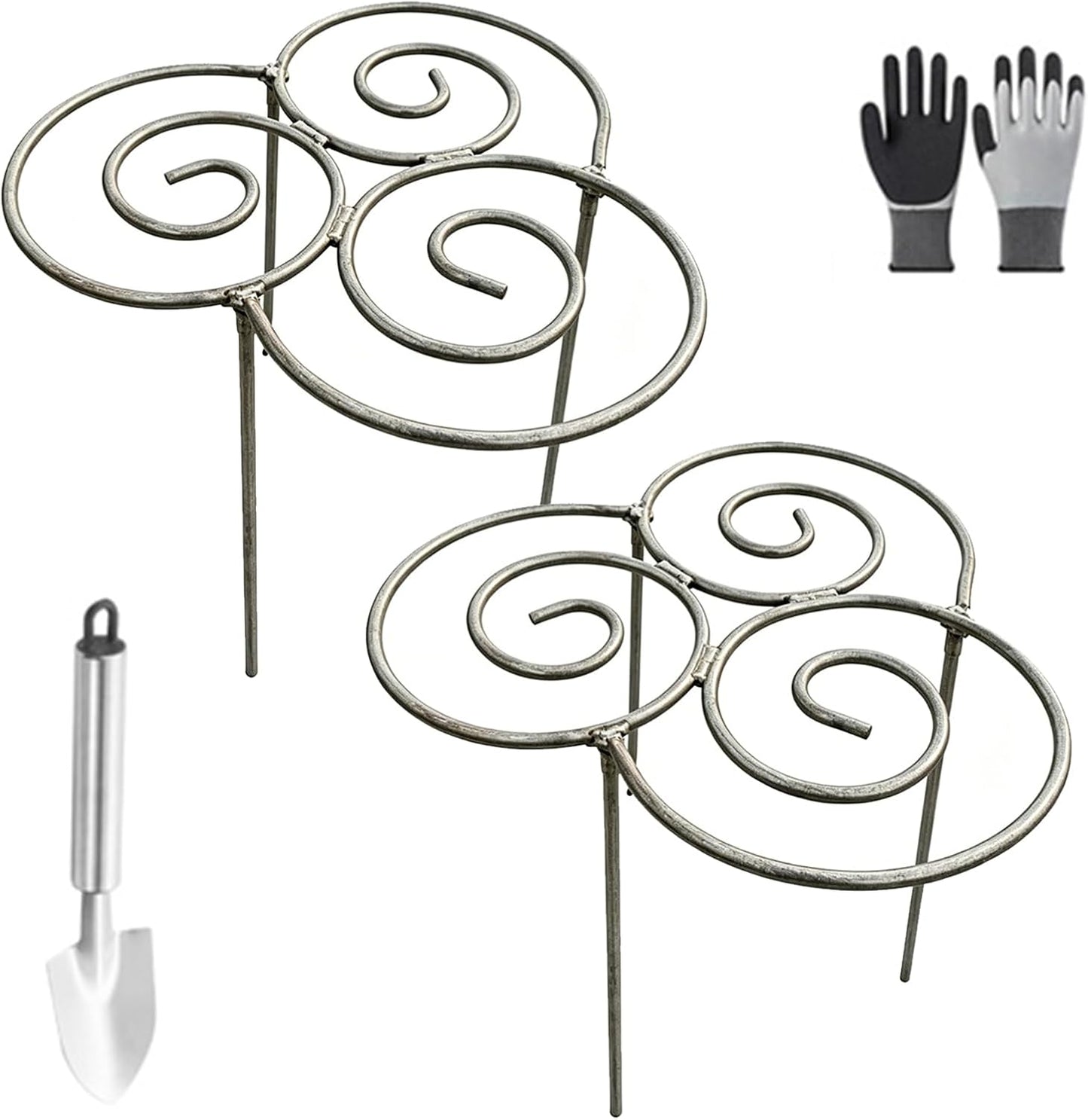 Peonies Cages and Supports, Plant Supports for Outdoor Plants, Metal Plant Support Ring for Garden, Flower Hoop for Upright and Protection, for Lawn Patio Garden (Large)
