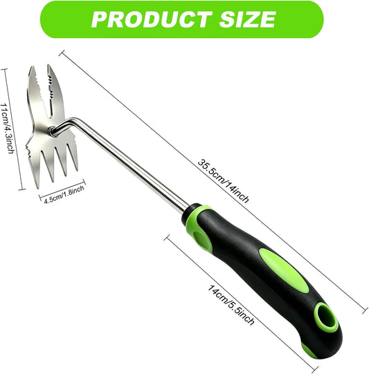 Weed Puller Tool, 2-in-1 Bionic Jaw Garden Weeder, 14 Inch Stainless Steel Hand Held Root Removal Tool for Vegetable Gardening and Backyard Farm Planting