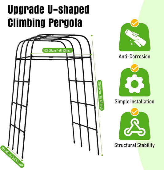 7FT Garden Trellis Arch for Climbing Plants – Tall Outdoor Metal Trellis for Vegetables, Peas, Tomatoes, Cucumber Trellis Arch & Vertical Garden Climber Plant Support for Vine Plants
