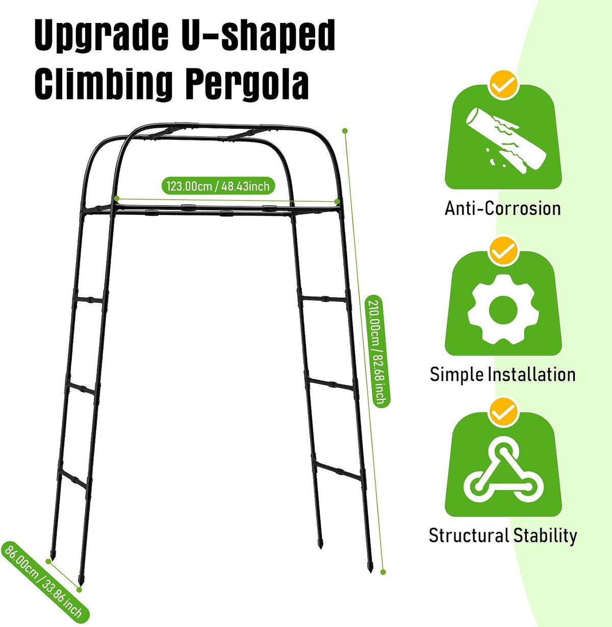 7FT Garden Trellis Arch for Climbing Plants – Tall Outdoor Metal Trellis for Vegetables, Peas, Tomatoes, Cucumber Trellis Arch & Vertical Garden Climber Plant Support for Vine Plants