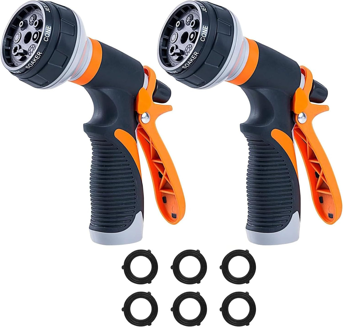 Garden Hose Nozzle,New Upgraded Version High-Pressure 8 Spray Patterns Adjustable Hose Sprayer Nozzle,ABS Slip Resistant,Water Hose Nozzle for Plant Watering,Car Wash,Showering Pets,Outdoor Fun