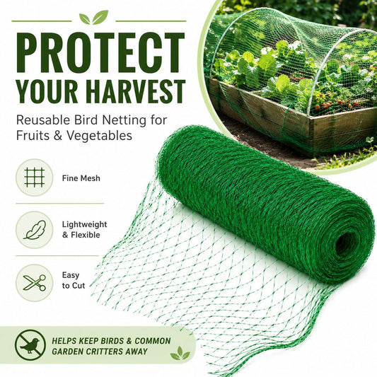Garden Netting, 6.6 x 100 FT Bird Netting for Garden Plant Protection, Reusable Fine Mesh for Fruit Trees, Vegetable Plants, Blueberry Bushes, Raised Beds, Chicken Coop (6.6x100ft)
