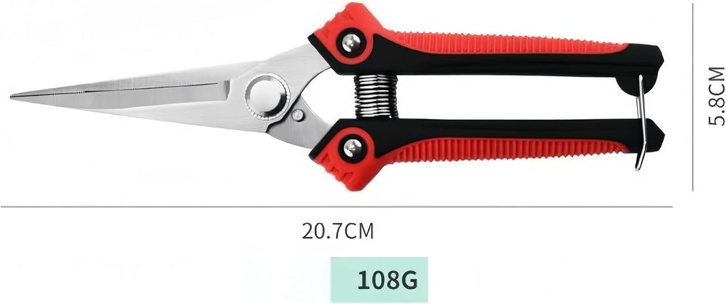Pruning Shears 8.1 Inch, High Carbon Steel Micro Tip Hand Pruners for Garden & Indoor Plants, Lightweight Effortless Clippers with Safety Lock for Roses & Bonsai